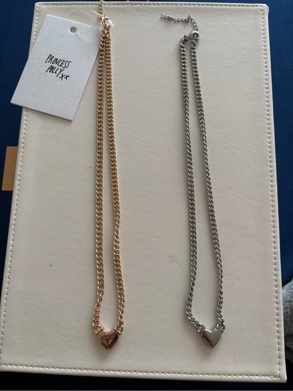 Princess Polly Two-Tone Heart Necklace Set - Gold & Silver Chains